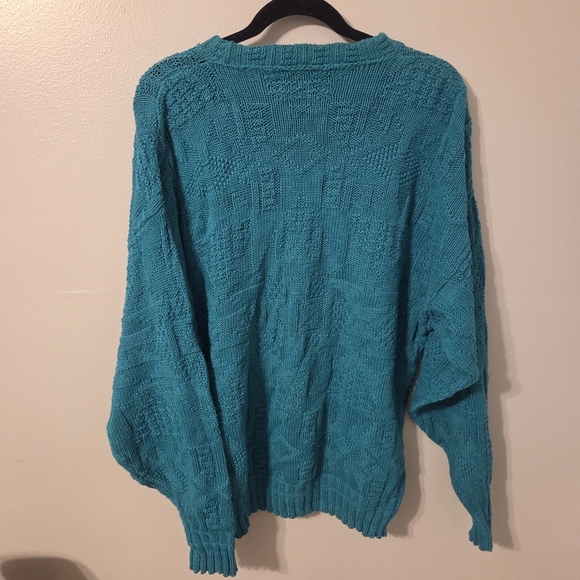 Lake Harmony Men's Vintage 100% Cotton Preppy Green Fisherman Chunky Sweater. XL - Picture 2 of 5